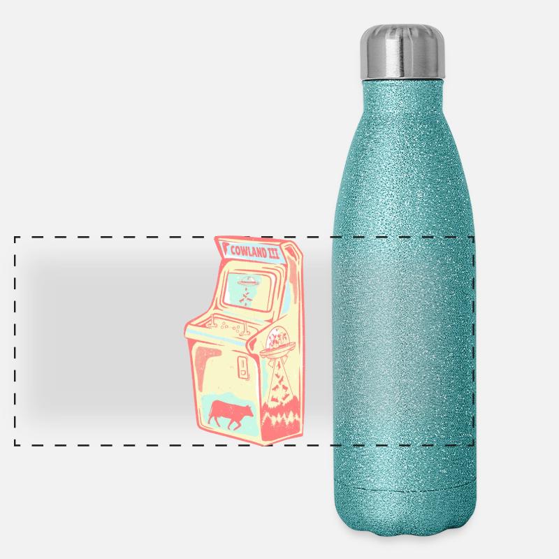 Arcade rétro vache extraterrestre Gourde isotherme panoramique pailletée 500 ml