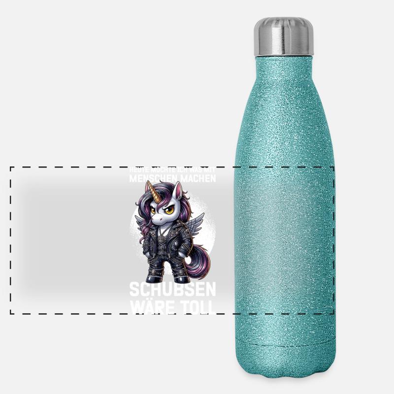 Heute Möchte Ich Was Mit Menschen Machen Schubsen Panorama Glitzer Isolierflasche 500 ml
