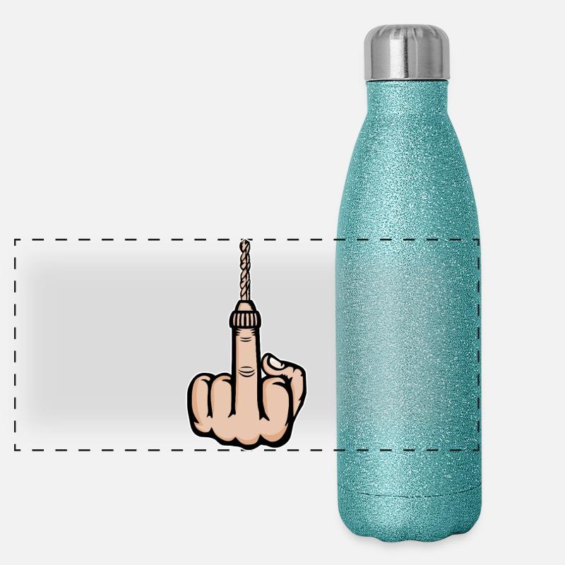 Mittelfinger Stinkefinger Bohrmaschine Design Panorama Glitzer Isolierflasche 500 ml