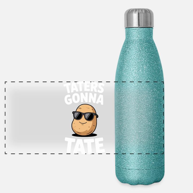 Taters Gonna Tate - Panoramic Glitter Thermal Bottle 500 ml - blue glitter