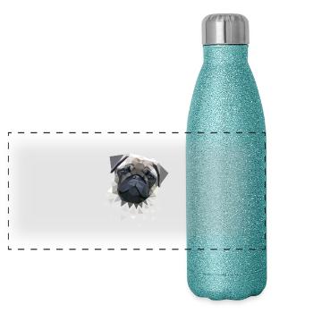 Mops - Panoramic Glitter Thermal Bottle 500 ml - blue glitter - Front