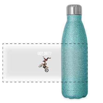 Dirt Bike - Got Dirt? - Panoramic Glitter Thermal Bottle 500 ml - blue glitter - Front