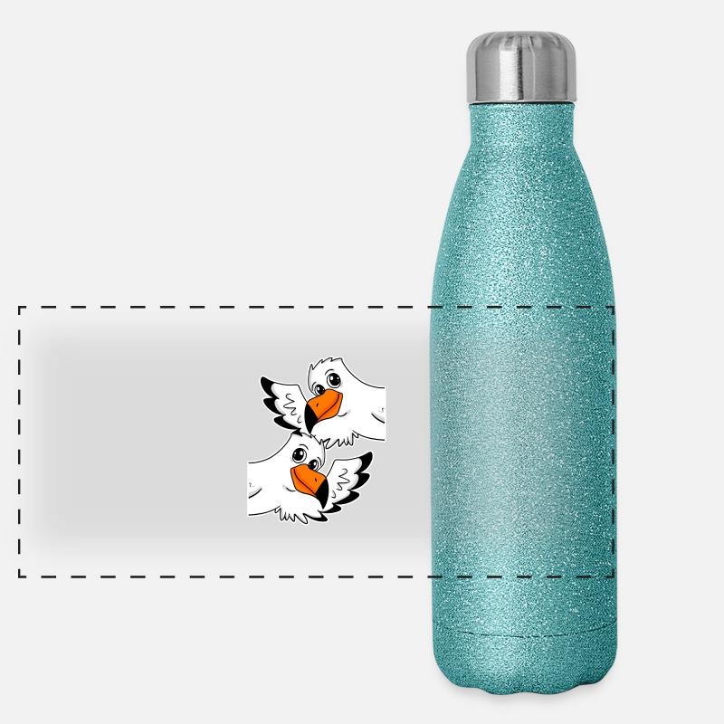 Möwe Möwen - Panorama Glitzer Isolierflasche 500 ml - Blau Glitzer