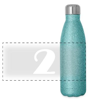 2. 2 JAHRE. 2. JUBILÄUM. GEBURTSTAG 2 JAHRE - Panorama Glitzer Isolierflasche 500 ml - Blau Glitzer - Vorne