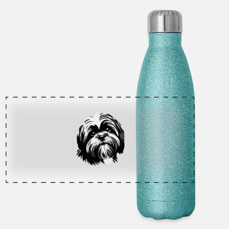 Dog Face Loyal Friend Panoramic Glitter Thermal Bottle 500 ml
