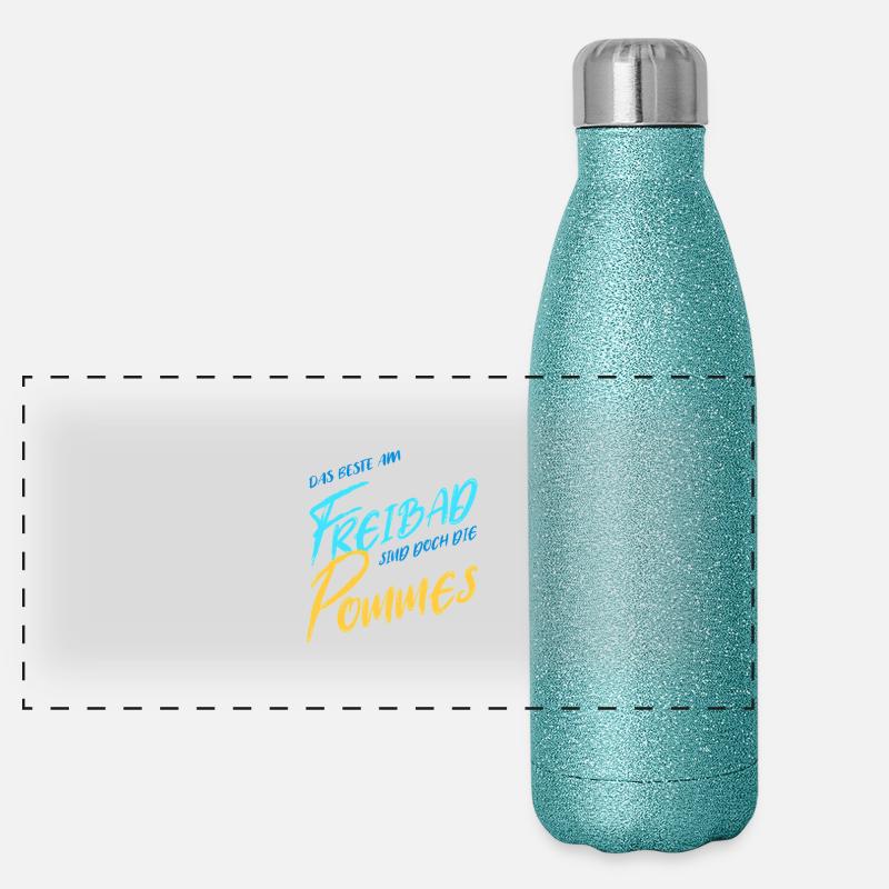 das Beste am Freibad Panorama Glitzer Isolierflasche 500 ml