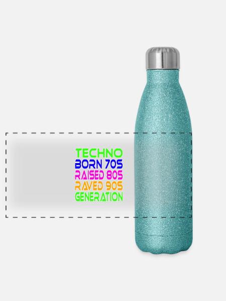 Techno Generation - Panoramic Glitter Thermal Bottle 500 ml - blue glitter - Front