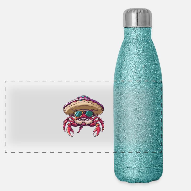 crabe crabe drôle sombrero Gourde isotherme panoramique pailletée 500 ml
