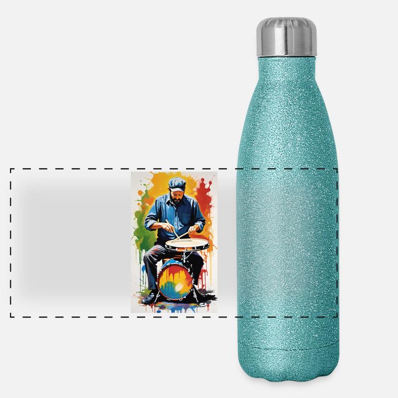 Schlagzeug Panorama Glitzer Isolierflasche 500 ml