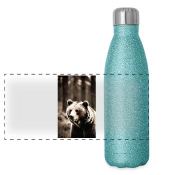 Ours | Ours brun | Grizzli | Animaux - Gourde isotherme panoramique pailletée 500 ml - paillettes bleues - Devant