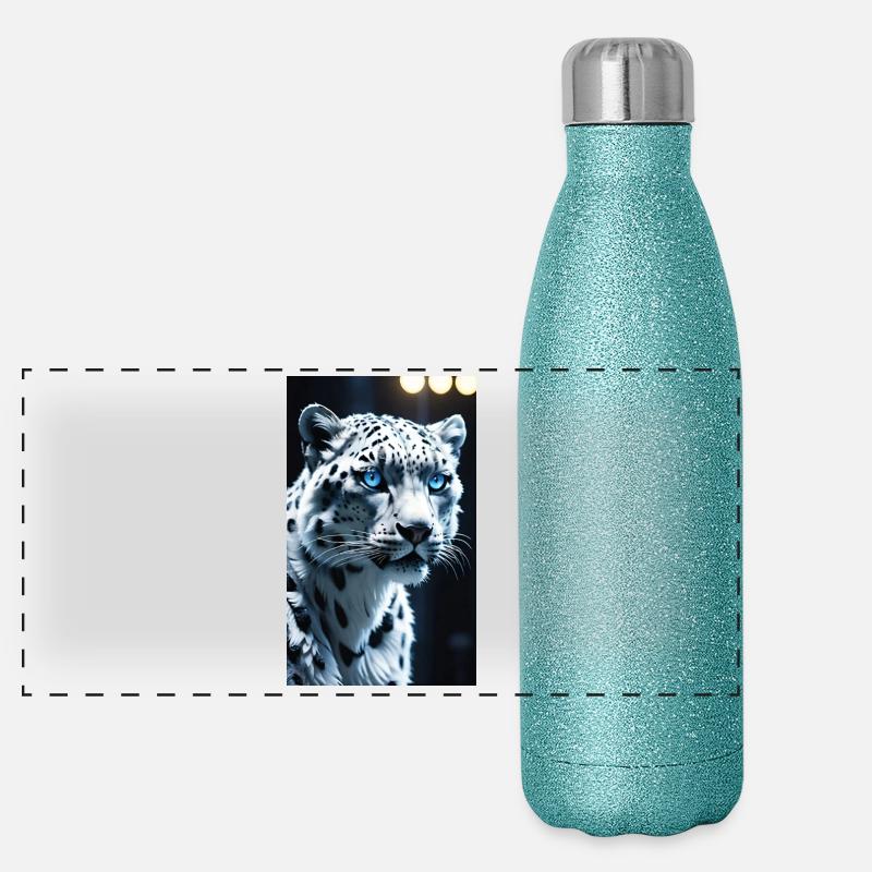 Léopard des neiges | Léopard | Prédateur Gourde isotherme panoramique pailletée 500 ml
