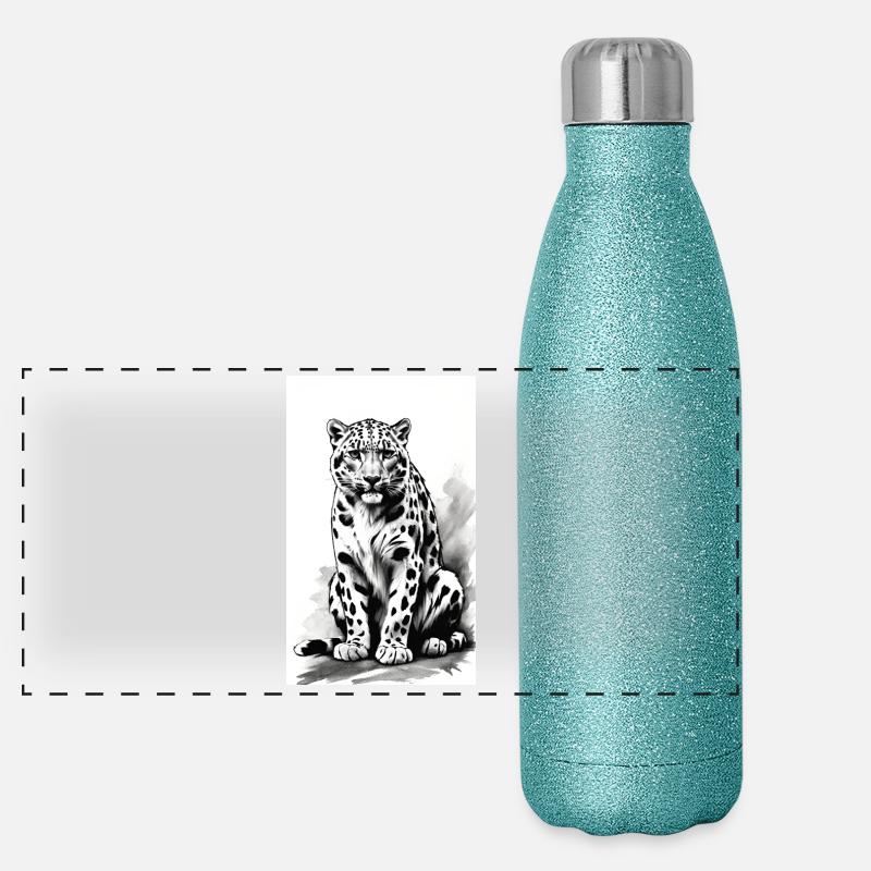 Schneeleopard | Leopard | Raubtier Panorama Glitzer Isolierflasche 500 ml