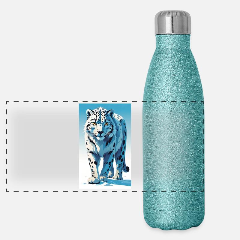 Schneeleopard | Leopard | Raubtier Panorama Glitzer Isolierflasche 500 ml