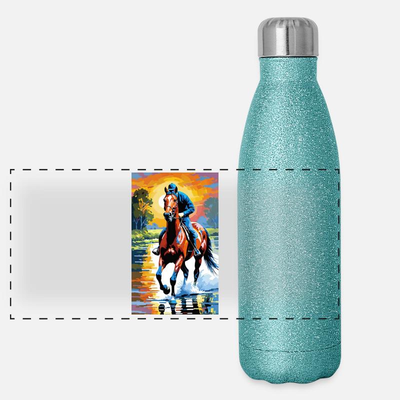 Cheval | Équitation | Animaux | Monture | Coloré Gourde isotherme panoramique pailletée 500 ml