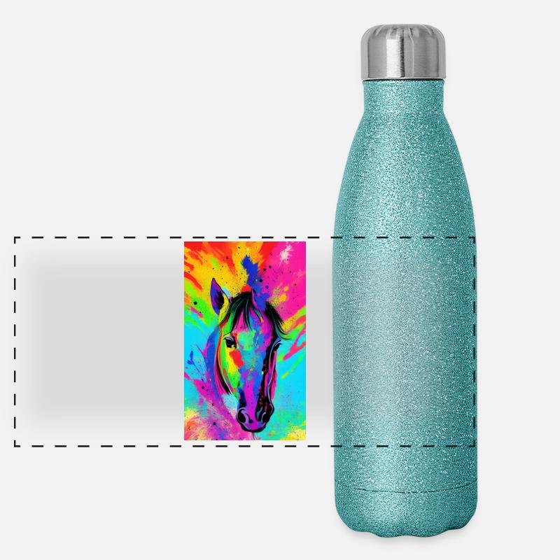 Cheval | Équitation | Animaux | Monture | Coloré Gourde isotherme panoramique pailletée 500 ml