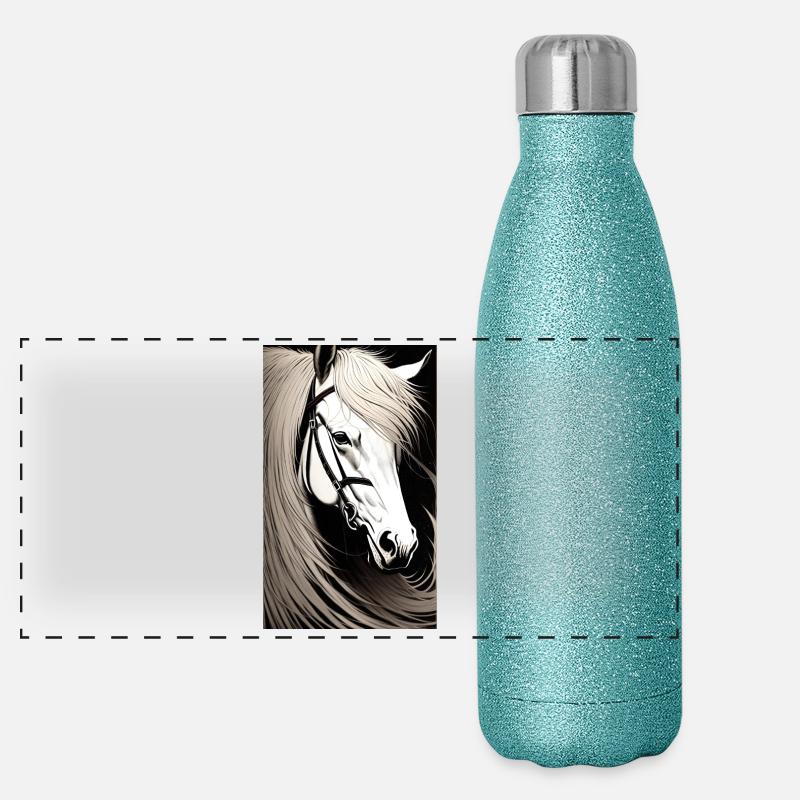 Cheval | Équitation | Animaux | Monture | Coloré Gourde isotherme panoramique pailletée 500 ml