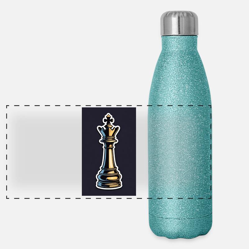 Chess | Chess piece | Chess player - Panoramic Glitter Thermal Bottle 500 ml - blue glitter