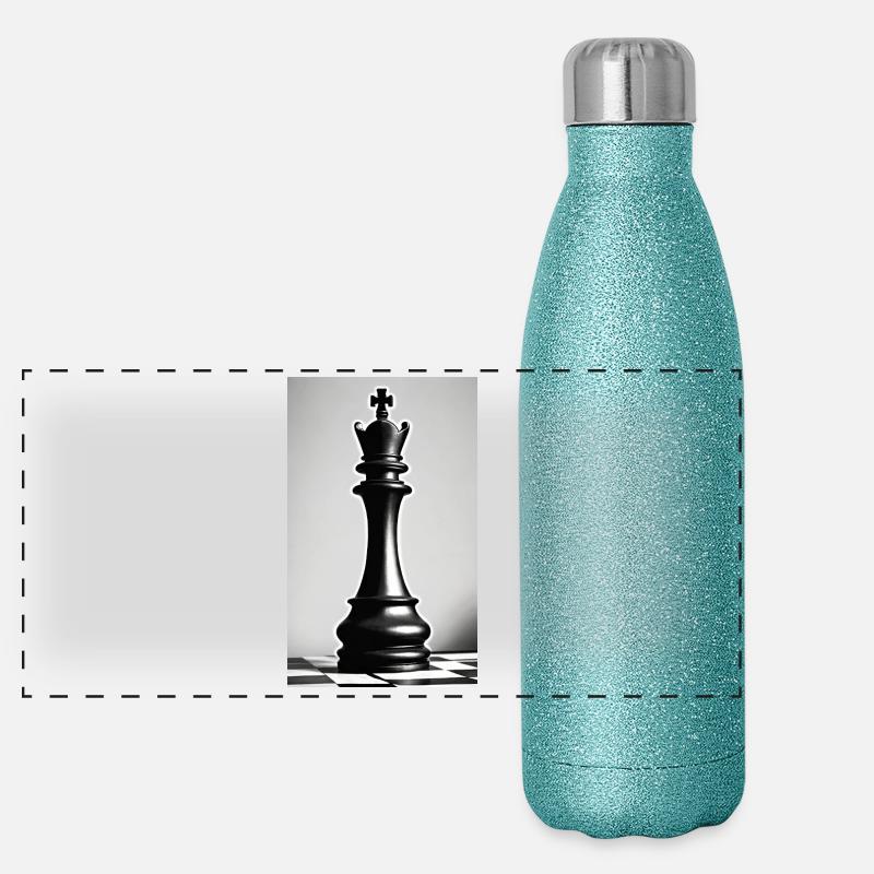 Échecs | Pièce d’échecs | Joueur d’échecs Gourde isotherme panoramique pailletée 500 ml