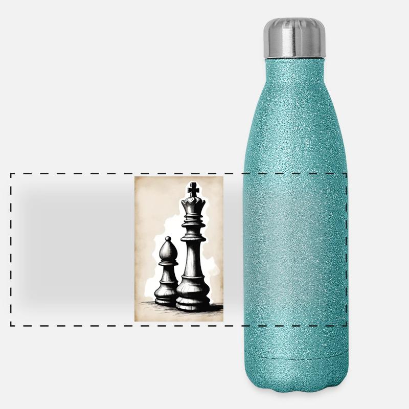 Échecs | Pièce d’échecs | Joueur d’échecs Gourde isotherme panoramique pailletée 500 ml