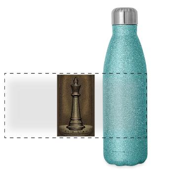 Chess | Chess piece | Chess player - Panoramic Glitter Thermal Bottle 500 ml - blue glitter - Front