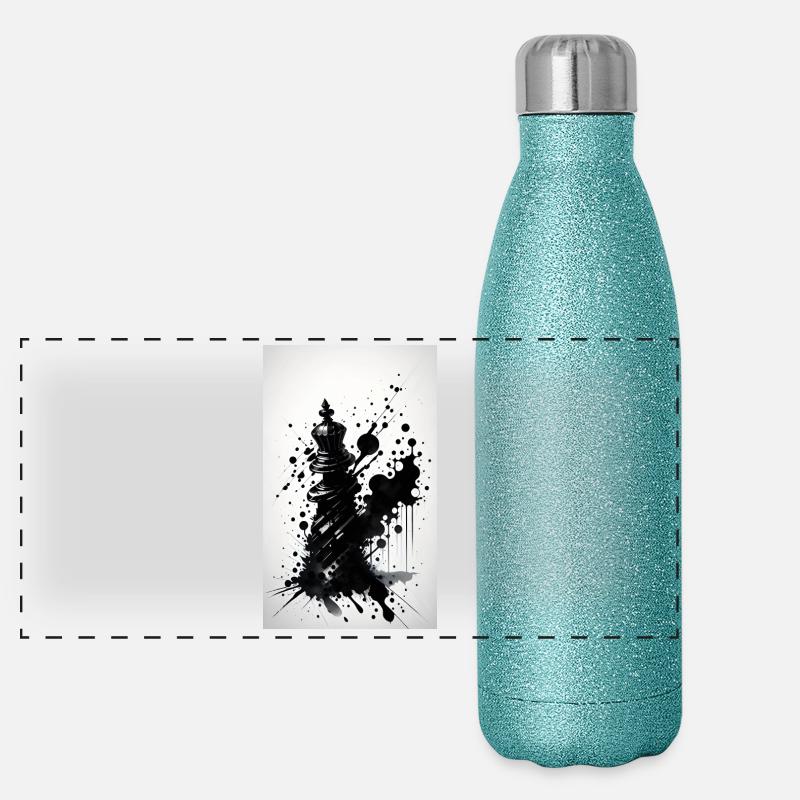Échecs | Pièce d’échecs | Joueur d’échecs Gourde isotherme panoramique pailletée 500 ml