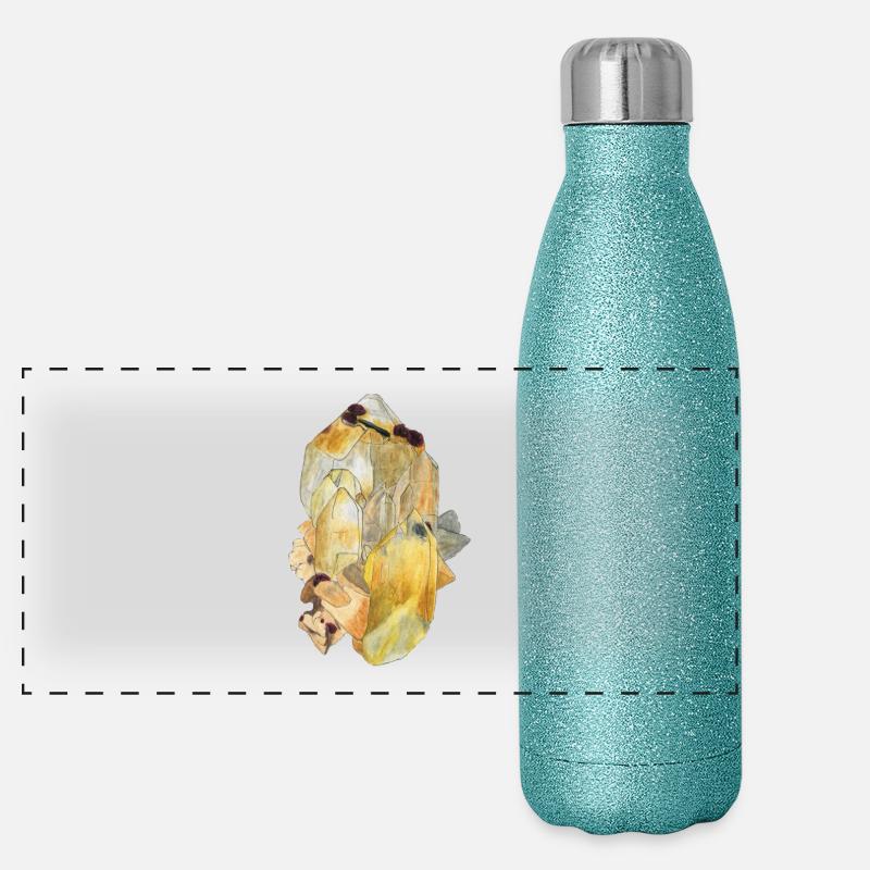 Bergkristall mit Granat Panorama Glitzer Isolierflasche 500 ml