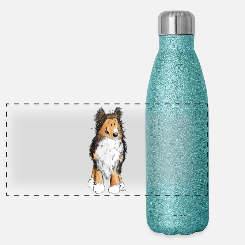 Petit Sheltie I Shelties I Chien Comique Gourde isotherme panoramique pailletée 500 ml