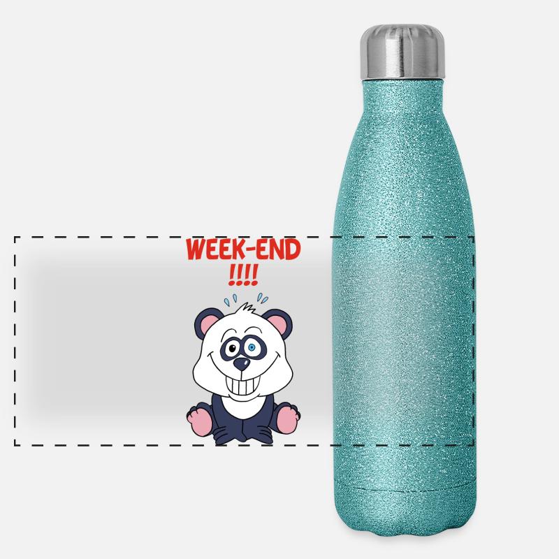 Panda am Wochenende Panorama Glitzer Isolierflasche 500 ml