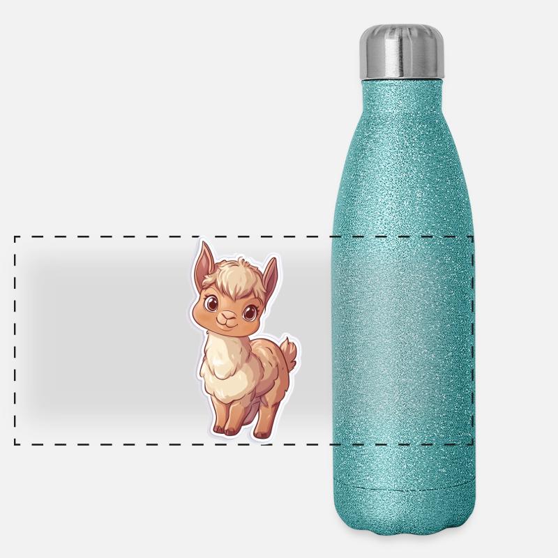 Lama Alpaka Llama Tier Geschenk Panorama Glitzer Isolierflasche 500 ml