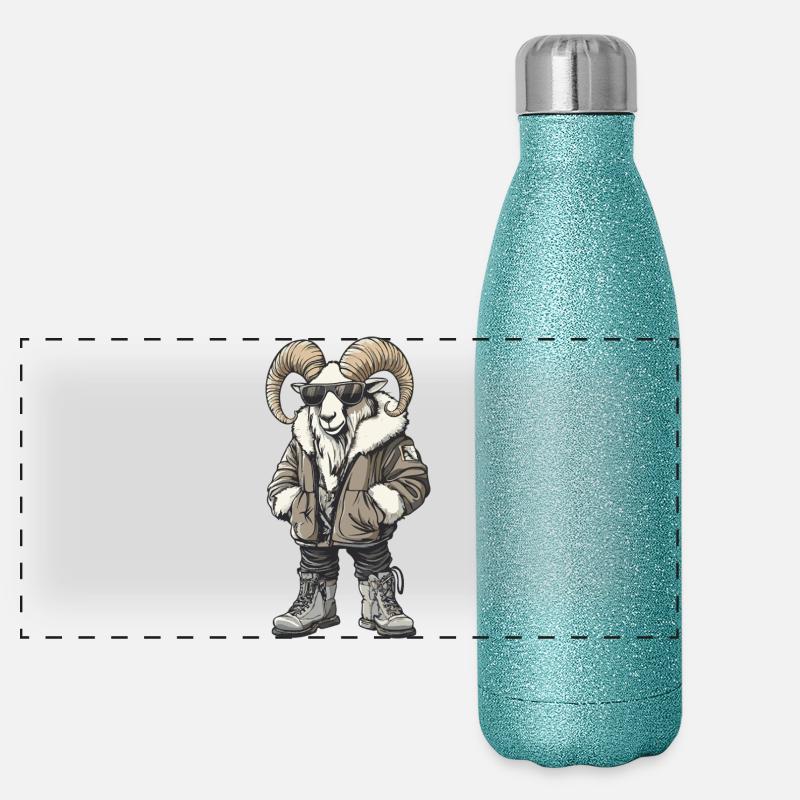Bergziege Cool Winter Panorama Glitzer Isolierflasche 500 ml
