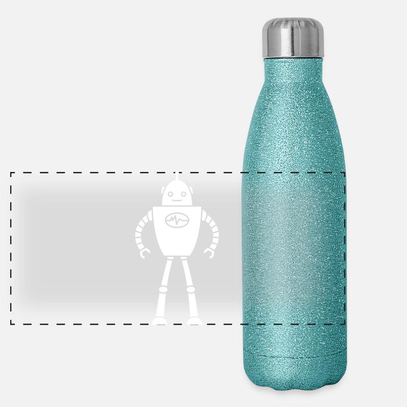 Roboter aus der Zukunft – KI Sci-Fi Nerd Shirt Panorama Glitzer Isolierflasche 500 ml