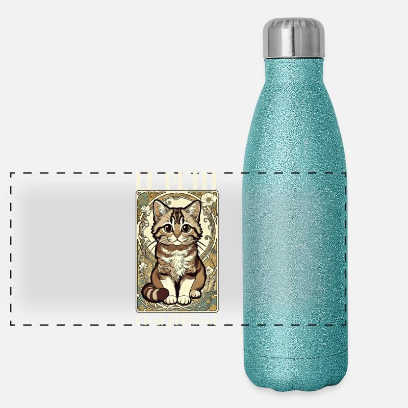 Le Petit Chat Élégant – Jugendstil Katze Panorama Glitzer Isolierflasche 500 ml