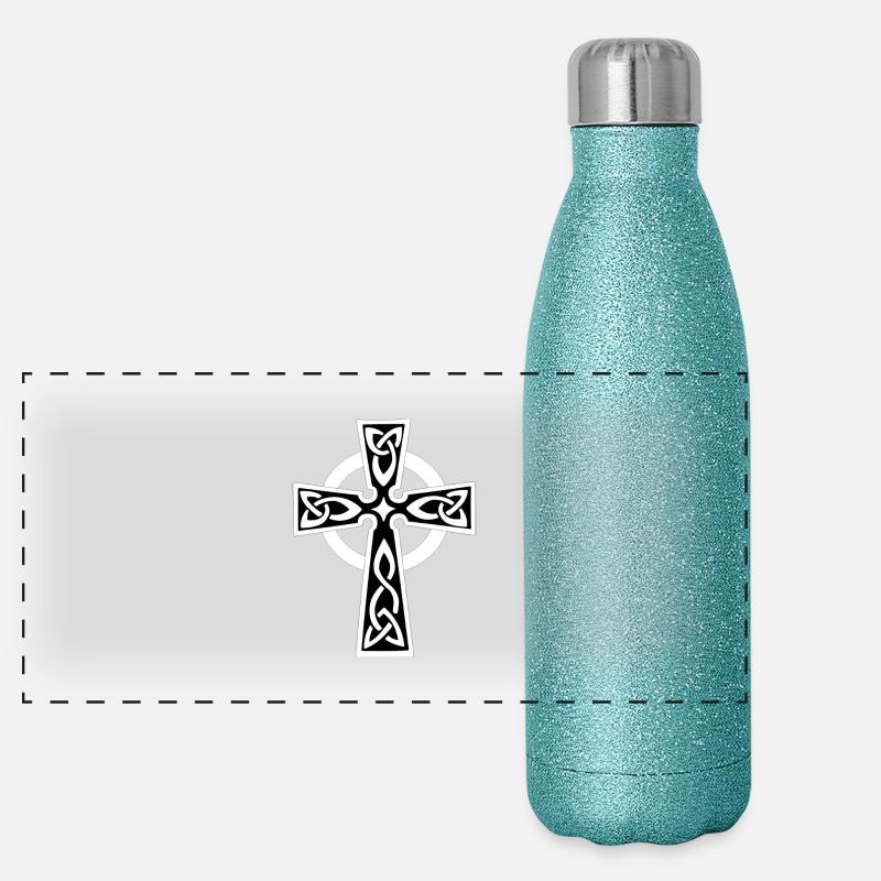 Celtique blanche ou croix celtique Gourde isotherme panoramique pailletée 500 ml
