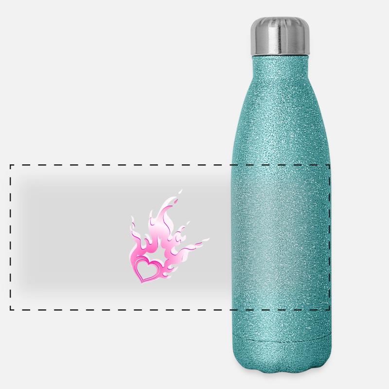 burning heart Panoramic Glitter Thermal Bottle 500 ml