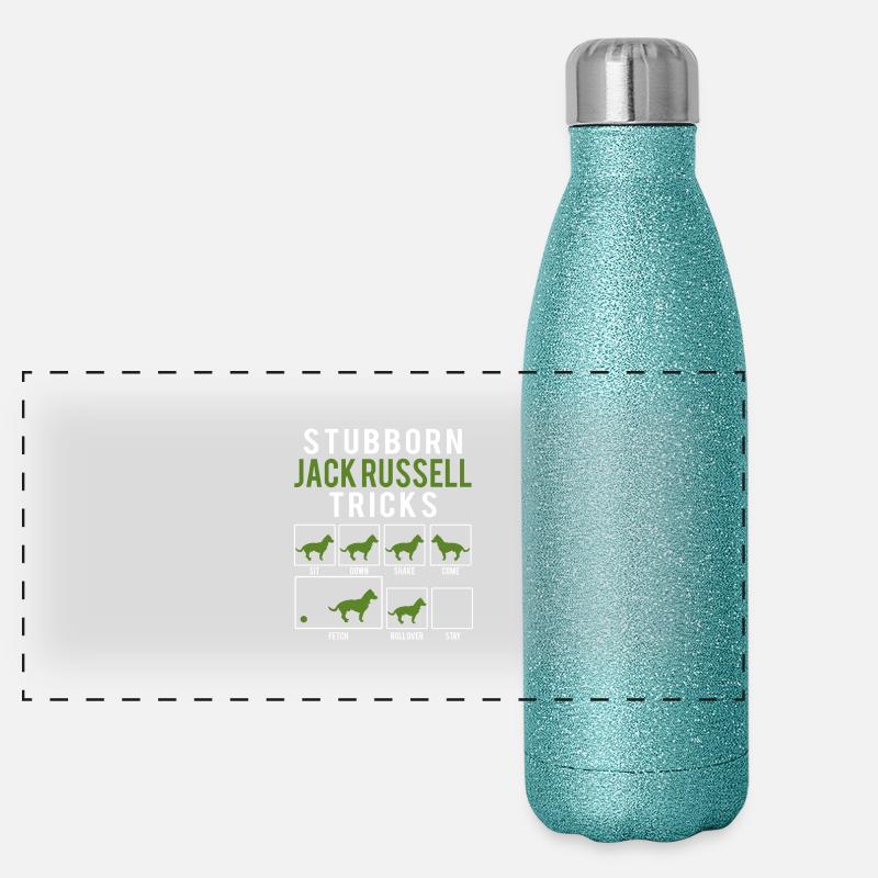 Hund / Jack Russell: Stubborn Jack Russel Tricks Panorama Glitzer Isolierflasche 500 ml