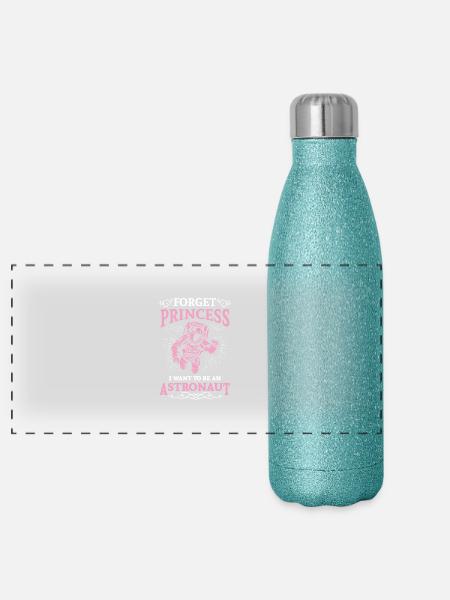 Forget princess i want to be an astronaut - Gourde isotherme panoramique pailletée 500 ml - paillettes bleues - Devant