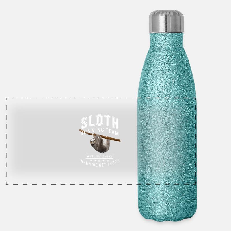 Sloth running team we'll get there when we get Panorama Glitzer Isolierflasche 500 ml
