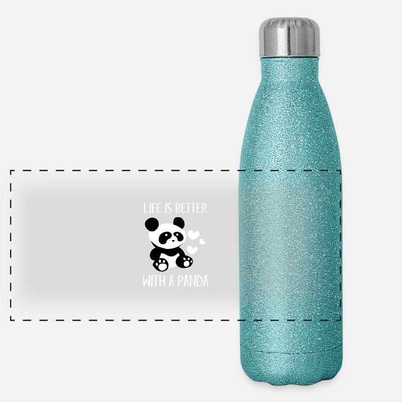 Life is better with a Panda - fun animal Gourde isotherme panoramique pailletée 500 ml