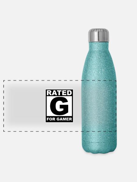 RATED G FOR GAMER - Panoramic Glitter Thermal Bottle 500 ml - blue glitter - Front