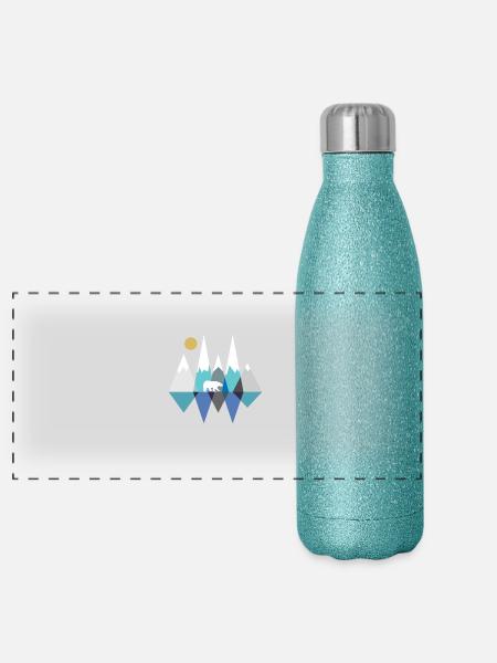 Polar bear - Panoramic Glitter Thermal Bottle 500 ml - blue glitter