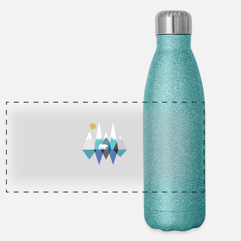 Polar bear - Panoramic Glitter Thermal Bottle 500 ml - blue glitter