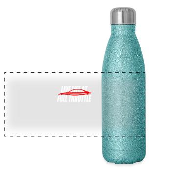 Live Life At Full Throttle Racing Course Speed - Gourde isotherme panoramique pailletée 500 ml - paillettes bleues - Devant
