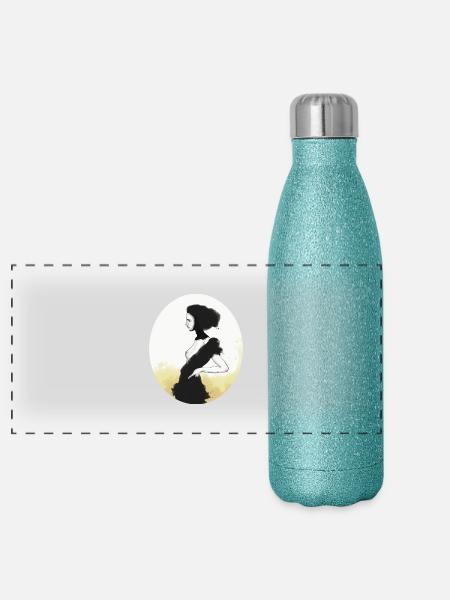 Tänzerin - Panorama Glitzer Isolierflasche 500 ml - Blau Glitzer - Vorne