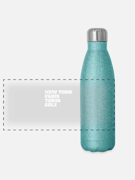 Sülz Paris Tokyo New York Home Cologne Quarter Cult - Panoramic Glitter Thermal Bottle 500 ml - blue glitter - Front