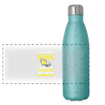 La stupidité de ma chemise de conducteur d'excavatrice ne répare pas - Gourde isotherme panoramique pailletée 500 ml - paillettes bleues - Devant