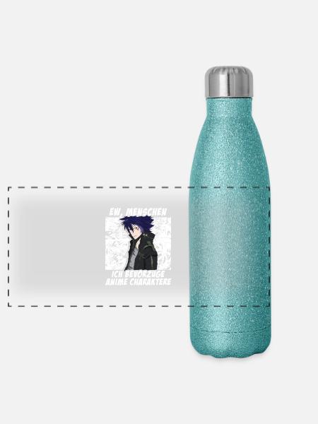 Anime - Bevorzuge Anime W - Panorama Glitzer Isolierflasche 500 ml - Blau Glitzer - Vorne