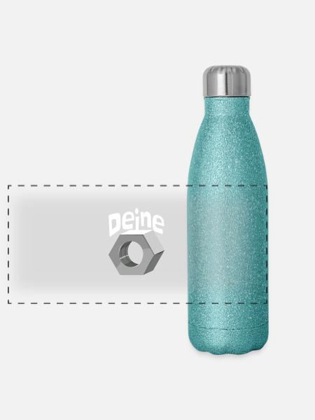 Deine Mutter Schraubenmutter Schlosser Handwerker - Panorama Glitzer Isolierflasche 500 ml - Blau Glitzer - Vorne