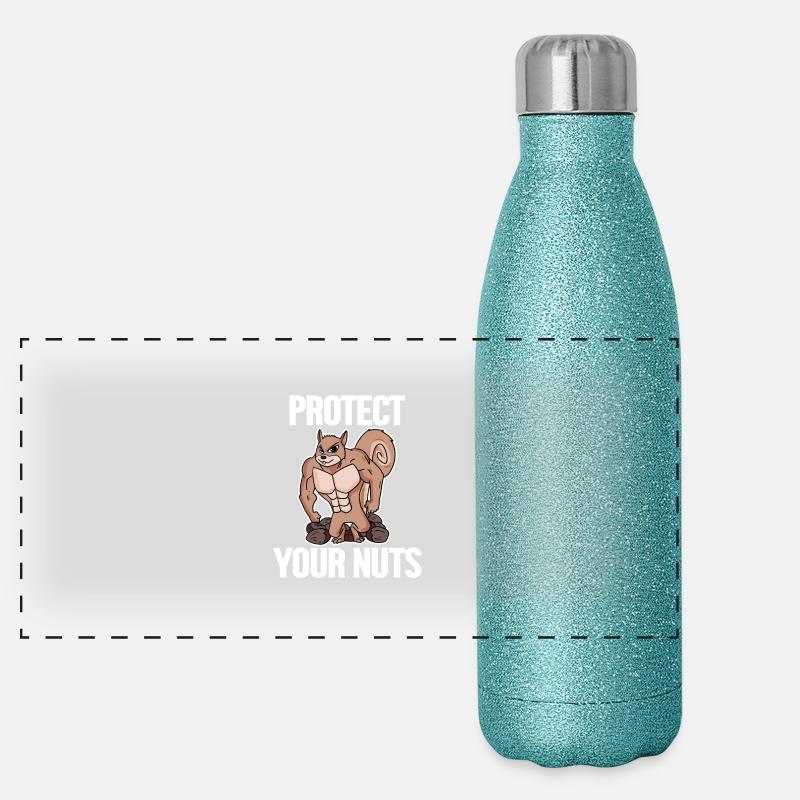 Lustiges Eichhörnchen Geschenk Panorama Glitzer Isolierflasche 500 ml