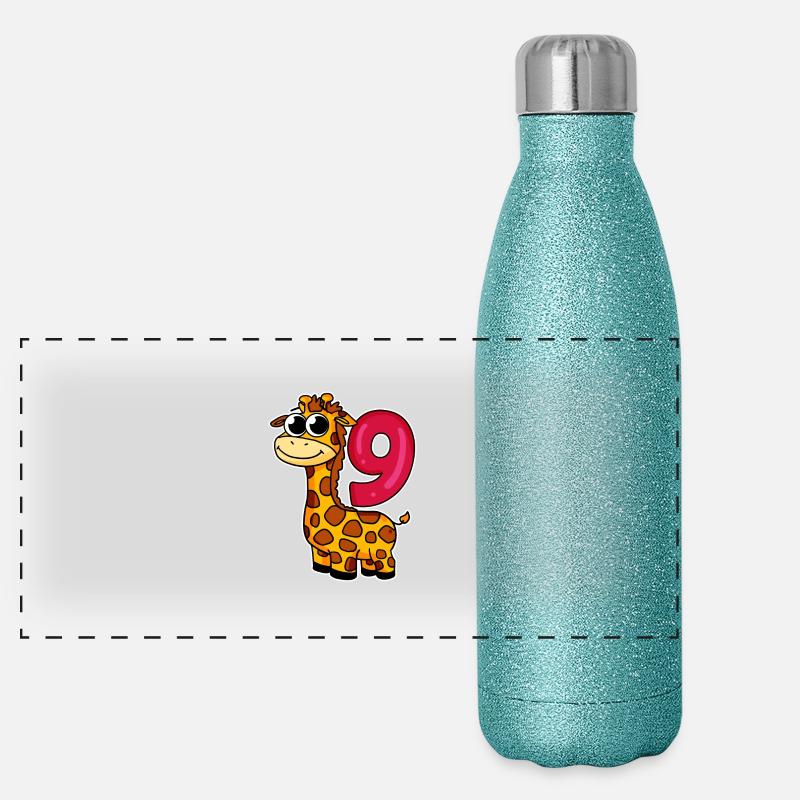 9 anniversaire Girafe - 9 ans Gourde isotherme panoramique pailletée 500 ml