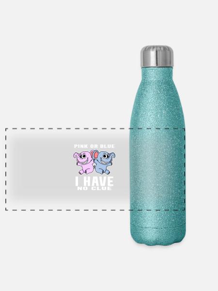 Pink Or Blue - Annonce de bébé - Gourde isotherme panoramique pailletée 500 ml - paillettes bleues - Devant